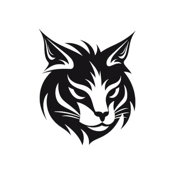 vector symbol logo head cat beast black and white color graphics isolated background for printing