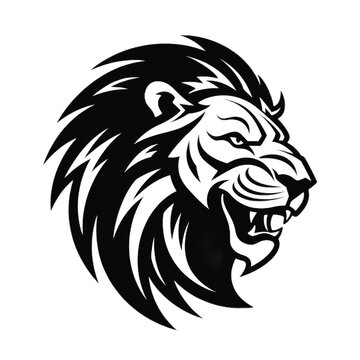 vector symbol logo head lion beast black and white color graphics isolated background