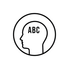 black thin line head like basic education icon. flat linear trend modern logotype graphic stroke art design isolated on white. concept of primary schooling for children or learning foreign languages
