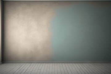 Interior background of empty room with stucco wall, plant and closed door