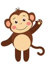 Naklejka premium Cute monkey waving isolated on white