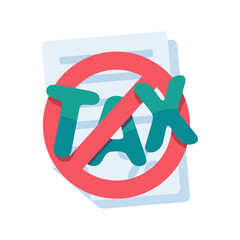 tax document icon Tax filing documents with prohibition sign concept of not paying taxes