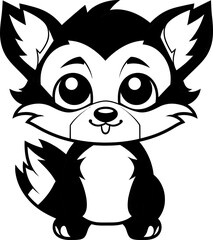 Raccoon cute animal coloring page, vector stock image