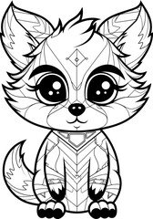 Raccoon cute animal coloring page, vector stock image