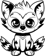 Raccoon cute animal coloring page, vector stock image