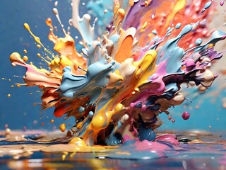 Abstract oil paint splash, explosion, splash. beautiful pastel colors