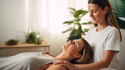 Body care. Spa body massage treatment. The therapist offers guests a soothing massage that relaxes tense muscles for comfort and relaxation