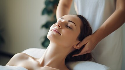 Obraz na płótnie Canvas Body care. Spa body massage treatment. The therapist offers guests a soothing massage that relaxes tense muscles for comfort and relaxation