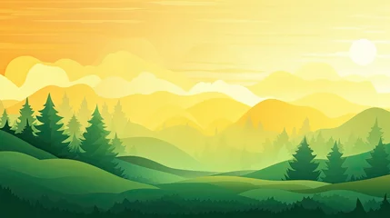 Foto op Plexiglas Nature illustration sunset landscape atmosphere. Environment theme. © Xabrina