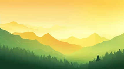 Gordijnen Nature illustration sunset landscape atmosphere. Environment theme. © Xabrina