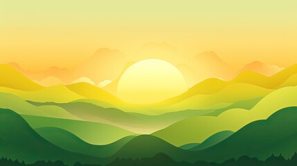 Nature illustration sunset landscape atmosphere. Environment theme.