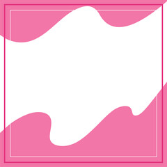 Frame or border. Pink and white background color with stripe line and wavy shapes.