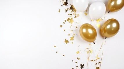 decorative golden balloons and confetti for a memorable event