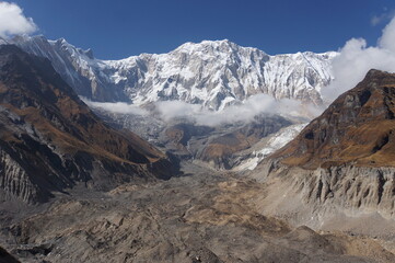 View of Cold and Beautiful High Peak from Annapurna Base Camp Circuit in Nepal