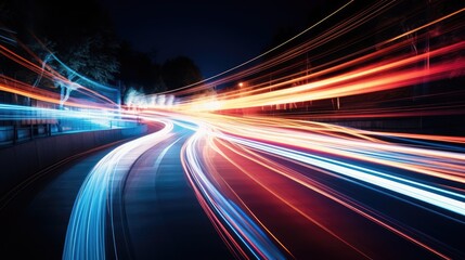 Colorful Light Trails Spinning in the Dark.

