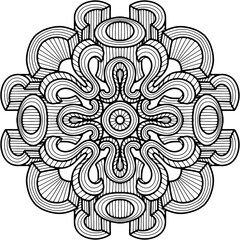 Colouring page 340, hand drawn, vector. Mandala 283, ethnic, swirl pattern, object isolated on white background.