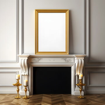 picture of beautiful room empty frame - Mockup, Generative AI