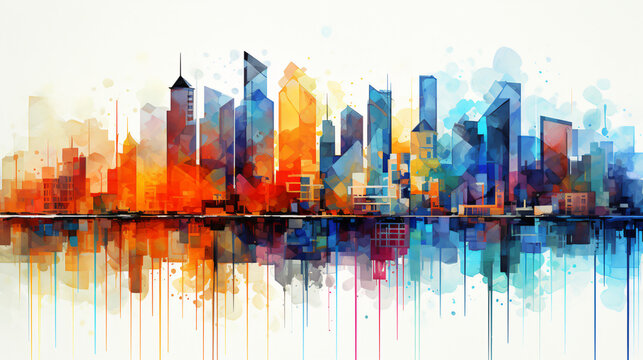 Artistic painting of skyscrapers