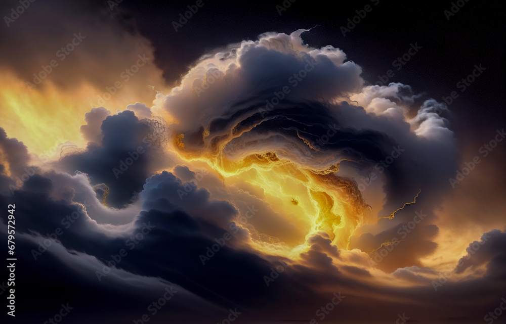 Canvas Prints abstraction sky fog sunset with golden iridescence