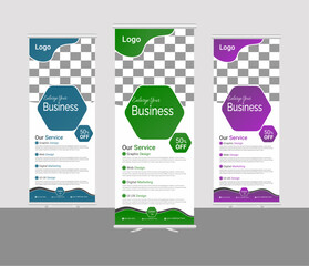 set of banners template Business Roll Up Banner layout vector Stand Modern Creative clean and corporate design for marketing and advertising.
