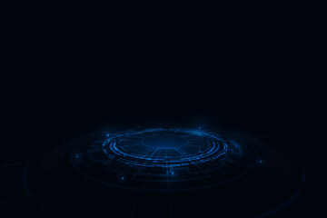 Fototapeta na wymiar Vector abstract futuristic technology tech circle sci fi concept. Blue hi-tech background.