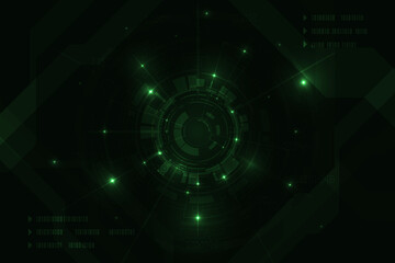 Obraz premium Vector digital hud Hi-tech technology adstract with green light futuristic background.