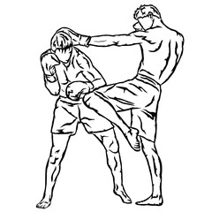 line art vector muay thai illustration