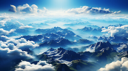 空から見た山奥の大自然(generative ai)
