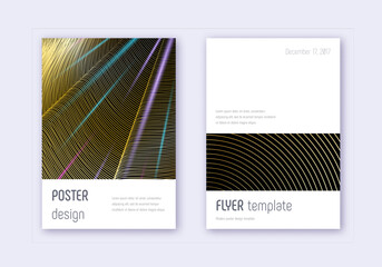 Minimalistic cover design template set. Gold abstr