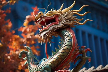 Fototapeta na wymiar chinese new year dragon furious monster 