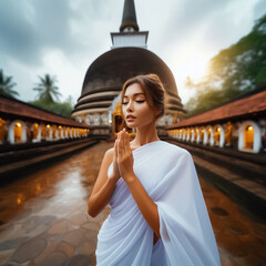 A beautiful young woman worshiping