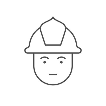 Firefighter with helmet line icon
