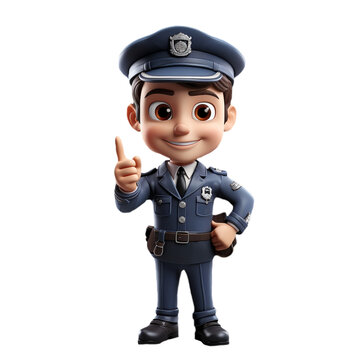 a 3d young police isolated on isolated transparent background png. Generated with Ai