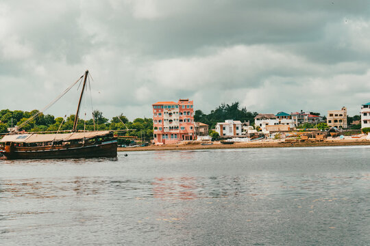View of Shela Beach, New Town in Lamu Isand, Kenya