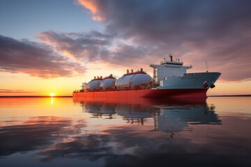 Obraz premium Lng tanker ship symbol of global fuel industrys significance in trade and energy transportation.