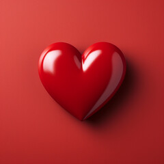 Red heart on a red background. 3d rendering, 3d illustration,Generative AI