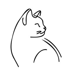 Vector isolated simple minimal graphic drawing of cat contour line. Colorless coloring book with a one-line drawing of a cat. Simple vector illustration