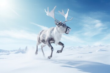 29_38. Reindeer with jingle bell collars prancing through a snowy meadow. --ar 3:2 --v 5.2 Job ID: 05d817be-eec7-48e1-9268-2d79b00067dc