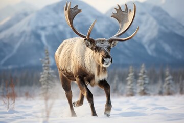 29_38. Reindeer with jingle bell collars prancing through a snowy meadow. --ar 3:2 --v 5.2 Job ID: d2982eb1-1417-48c8-b34c-8f2d1802f04e