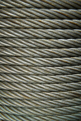 Steel cable texture. Steel wire rope or steel sling. Use for industrial or construction background. Steel cable lubricated with grease. Istanbul Türkiye.