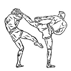 line art vector muay thai illustration