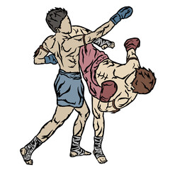 muay thai illustration vector full colour