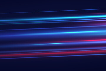 Horizontal neon lines.Blue speed lines.Motion light effect.Vector. red.Vector illustration of a blue color. Light effect. Abstract laser beams of light. Chaotic neon rays of light .