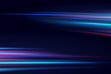 Horizontal neon lines.Blue speed lines.Motion light effect.Vector. red.Vector illustration of a blue color. Light effect. Abstract laser beams of light. Chaotic neon rays of light .