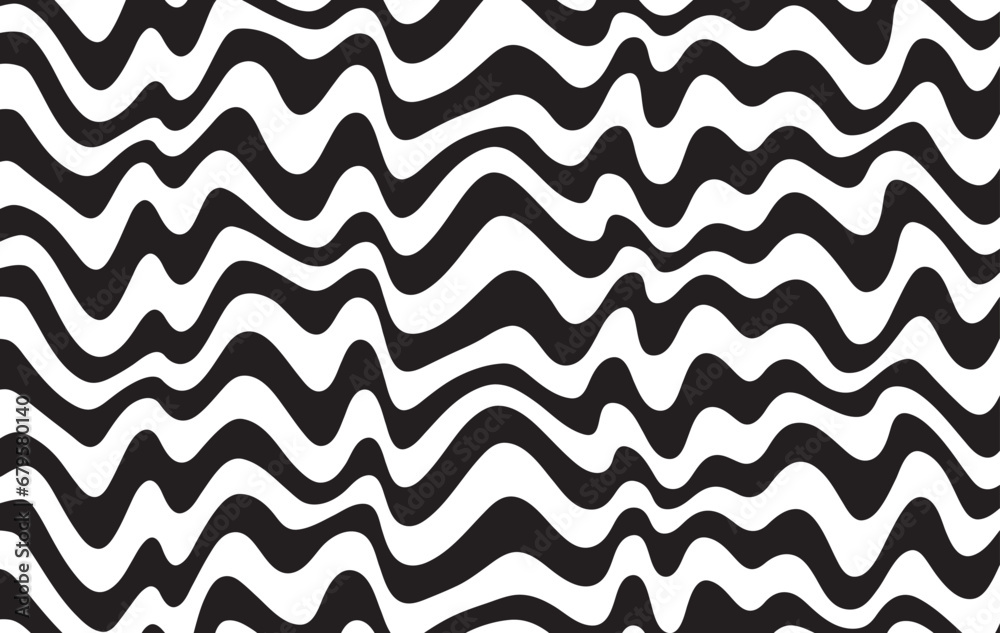 Poster Background with wavy lines. Twisted duo tone backgrounds. Abstract pattern from lines, halftone effect. Black and white texture. Minimalist design template for poster, banner, cover, postcard.	