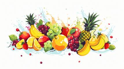 Obraz na płótnie Canvas Fresh juice logo. Illustration of fruits and berries