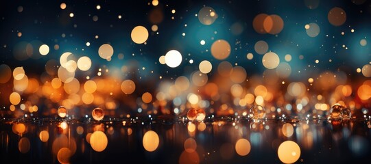 In this wide-format Christmas abstract background, blurred holiday lights create a festive ambiance with a subtle depth of field effect. Photorealistic illustration - Powered by Adobe