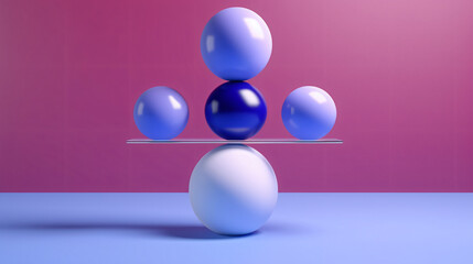 Front view of 3d rendering of an image with four ball