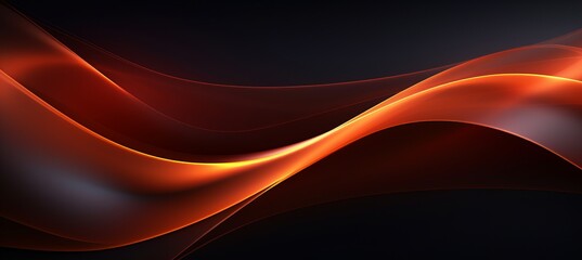 Generative AI image of a orange wave background at dark, in the style of dark gray and red, rim light, photobashing, dark navy and dark brown, glowing lights, smooth and curved lines