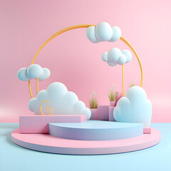 3d illustration of platform and clouds.